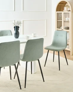 Set di 4 sedie da pranzo TUSCOLA Tessuto Verde chiaro