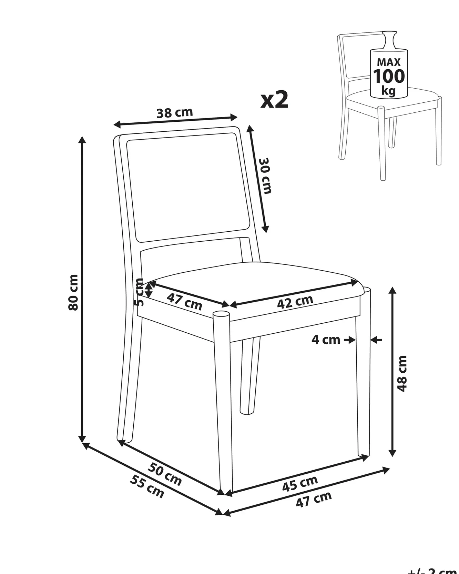 Set di 2 sedie da pranzo TAMARAC Legno Marrone chiaro