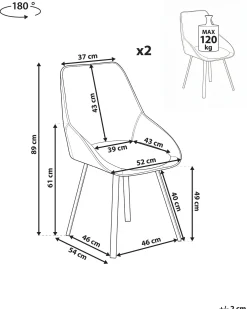Set di 2 sedie da pranzo TERLTON Velluto Beige