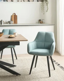 Set di 2 sedie da pranzo TIRANO Lino sintetico Azzurro