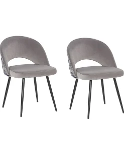 Set di 2 sedie da pranzo VIVIAN Velluto Grigio