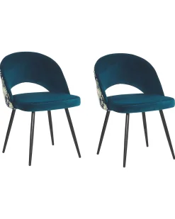 Set di 2 sedie da pranzo VIVIAN Velluto Blu oltremare