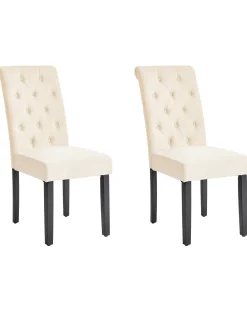 Set di 2 sedie da pranzo VELVA Tessuto Beige chiaro