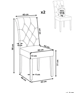 Set di 2 sedie da pranzo VELVA Tessuto Beige sabbia
