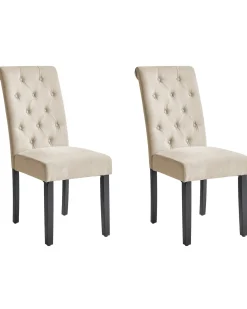 Set di 2 sedie da pranzo VELVA Tessuto Beige sabbia