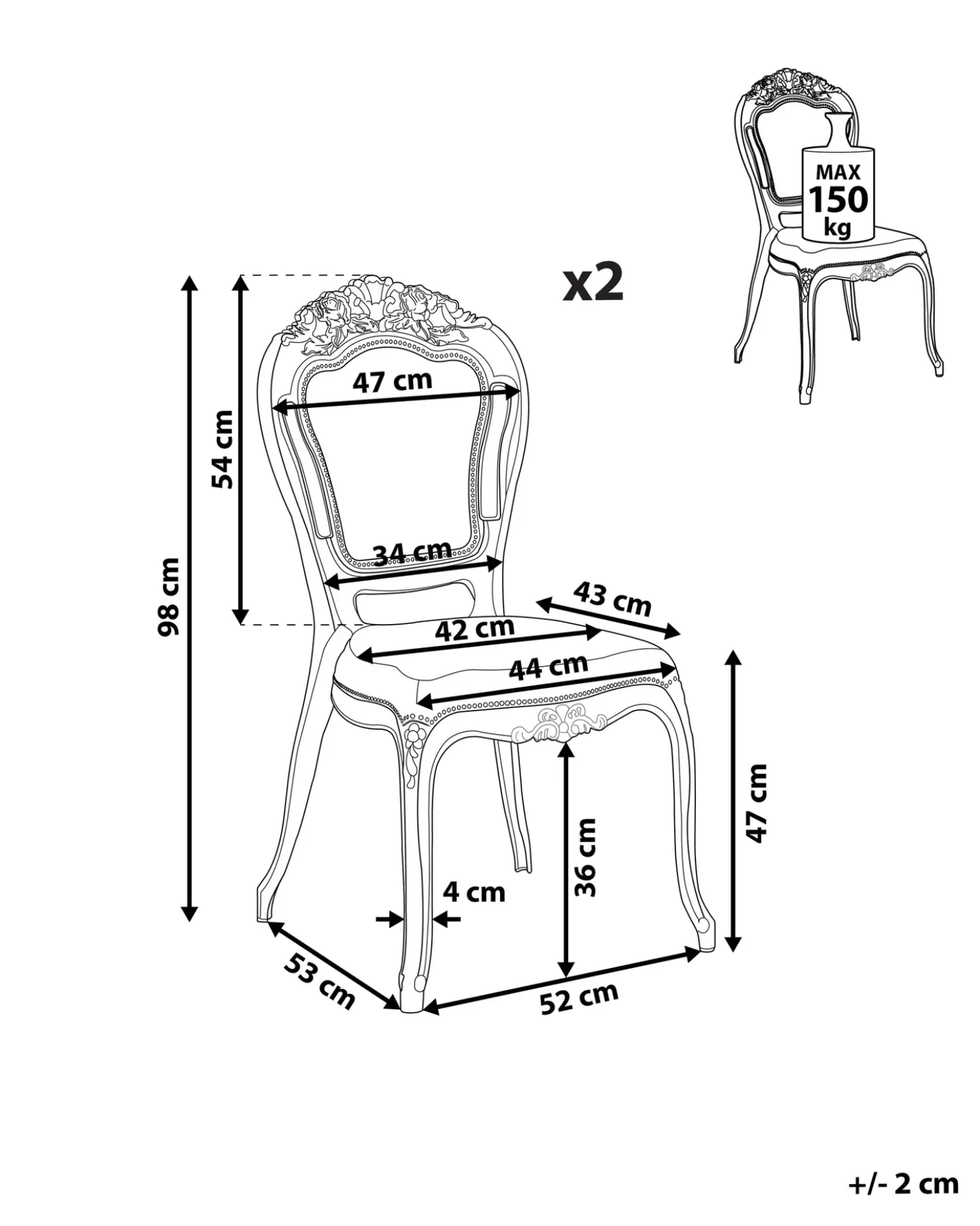 Set di 2 sedie da pranzo VERMONT Nero