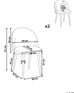 Set di 2 sedie da pranzo VISALIA Velluto Grigio