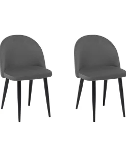 Set di 2 sedie da pranzo VISALIA Velluto Grigio
