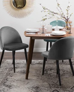 Set di 2 sedie da pranzo VISALIA Velluto Grigio