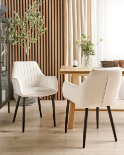 Set di 2 sedie da pranzo WELLSTON Velluto Bianco sporco