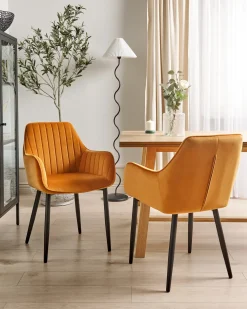 Set di 2 sedie da pranzo WELLSTON Velluto Arancione
