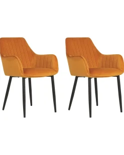 Set di 2 sedie da pranzo WELLSTON Velluto Arancione