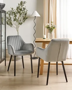 Set di 2 sedie da pranzo WELLSTON Velluto Grigio scuro