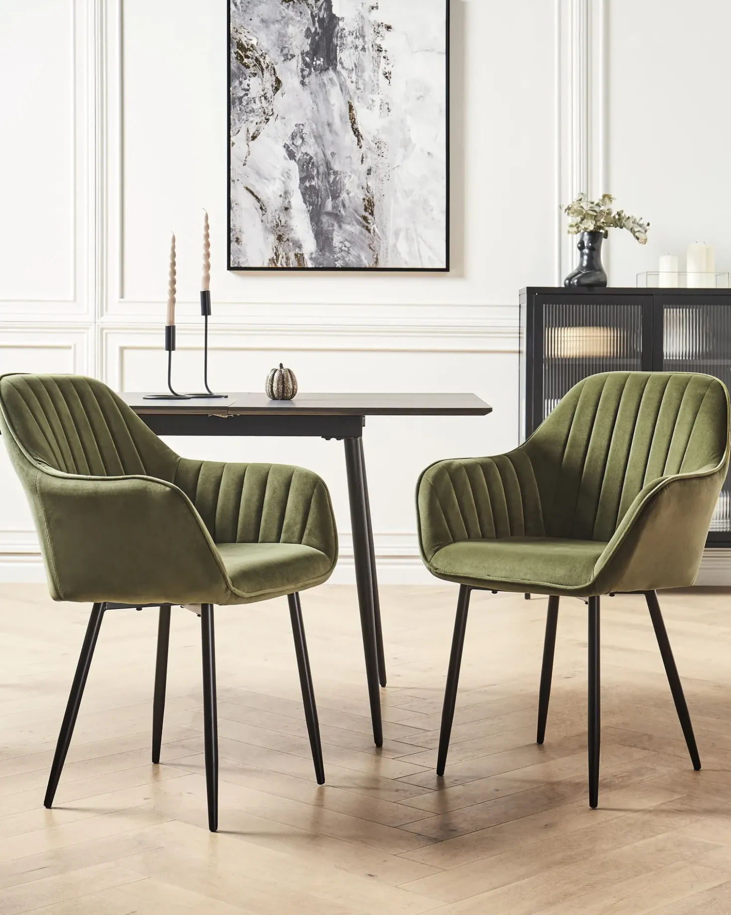 Set di 2 sedie da pranzo WELLSTON Velluto Verde oliva