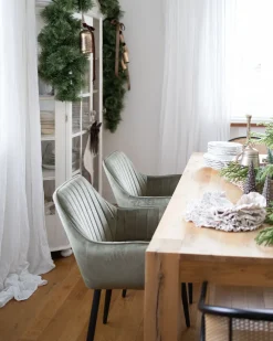 Set di 2 sedie da pranzo WELLSTON Velluto Verde oliva
