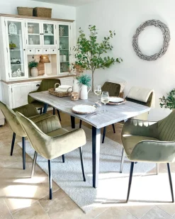 Set di 2 sedie da pranzo WELLSTON Velluto Verde oliva