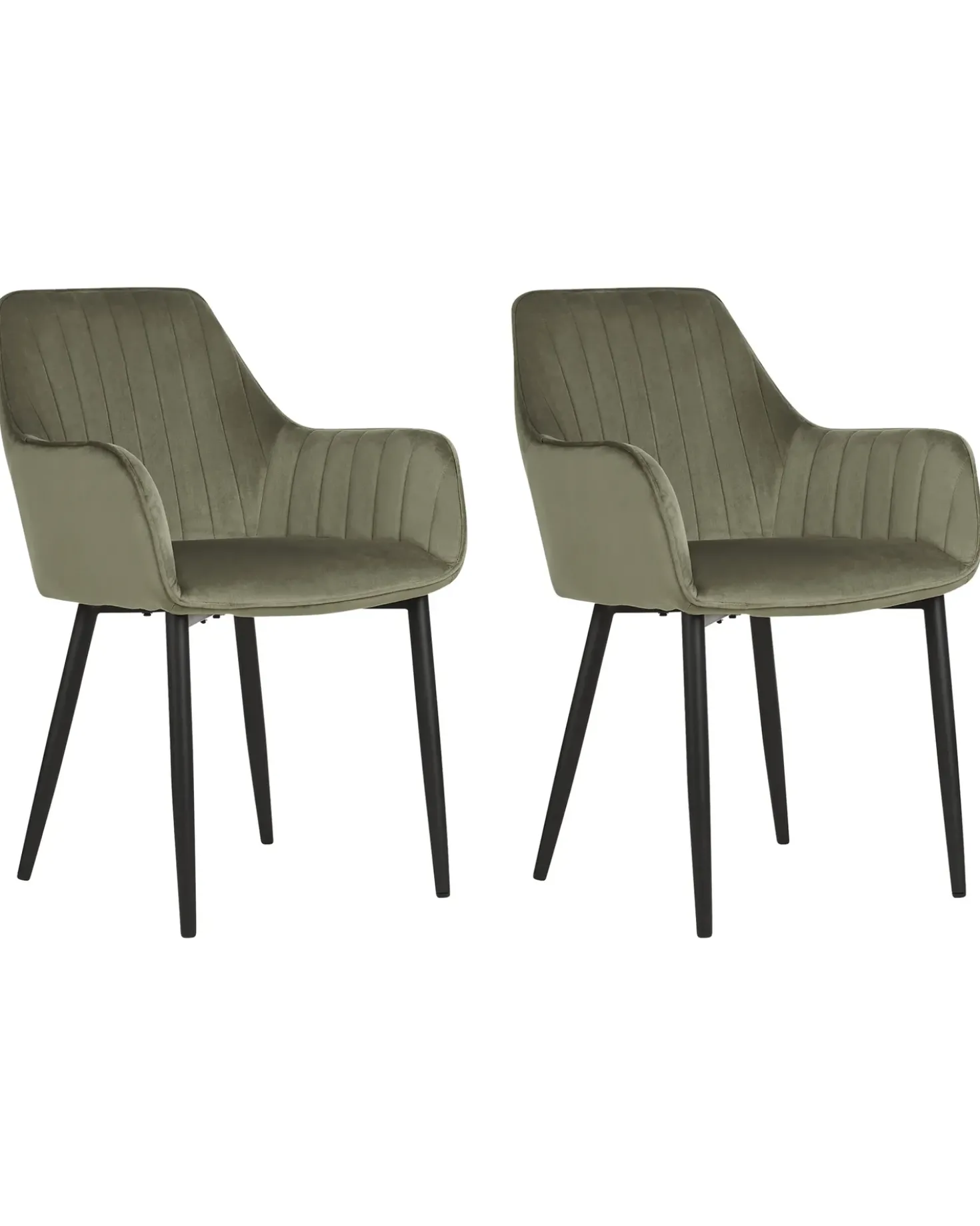 Set di 2 sedie da pranzo WELLSTON Velluto Verde oliva
