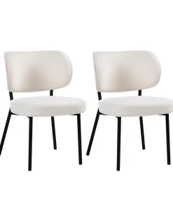 Set di 2 sedie da pranzo WONDER Bouclé Bianco sporco