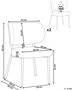 Set di 2 sedie da pranzo WONDER Bouclé Bianco sporco