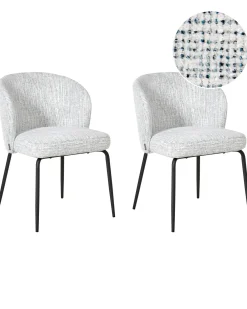 Set di 2 sedie da pranzo ZANA Tessuto Bianco/Blu