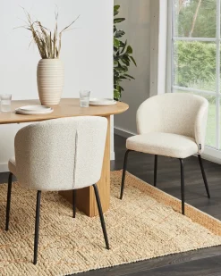 Set di 2 sedie da pranzo ZANA Bouclé Beige chiaro