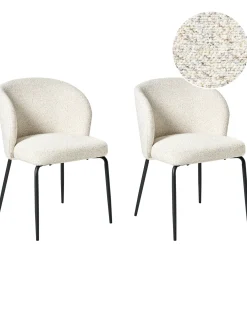Set di 2 sedie da pranzo ZANA Bouclé Beige chiaro