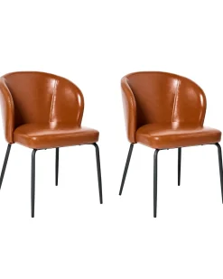 Set di 2 sedie da pranzo ZANA Pelle sintetica Marrone dorato