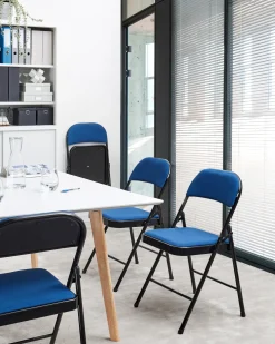 Set di 4 sedie pieghevoli SPARKS Metallo Blu/Nero