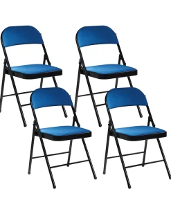 Set di 4 sedie pieghevoli SPARKS Metallo Blu/Nero