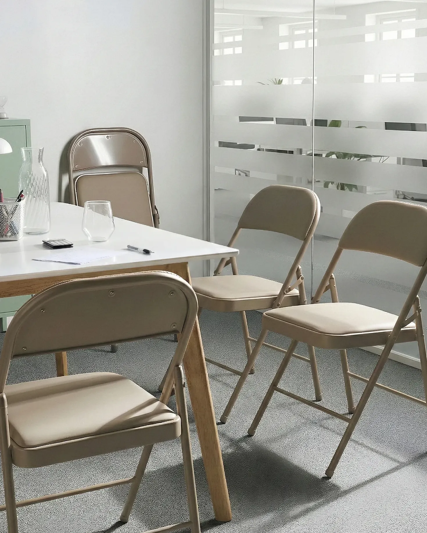 Set di 4 sedie pieghevoli SHASTA Metallo Beige