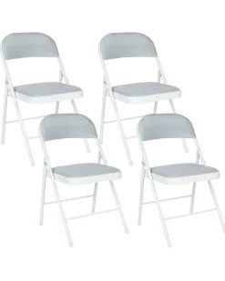 Set di 4 sedie pieghevoli SPARKS Metallo Grigio chiaro/Bianco