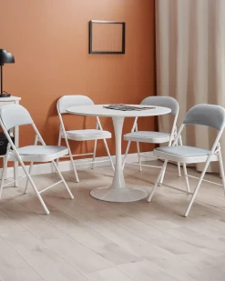 Set di 4 sedie pieghevoli SPARKS Metallo Grigio chiaro/Bianco