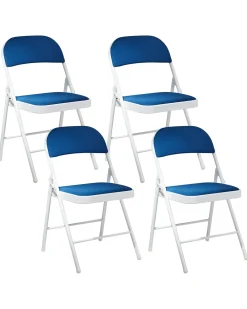 Set di 4 sedie pieghevoli SPARKS Metallo Blu/Bianco