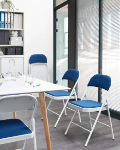 Set di 4 sedie pieghevoli SPARKS Metallo Blu/Bianco