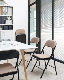 Set di 4 sedie pieghevoli SPARKS Metallo Beige/Nero