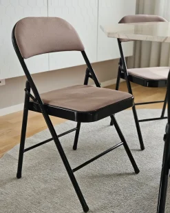 Set di 4 sedie pieghevoli SPARKS Metallo Beige/Nero