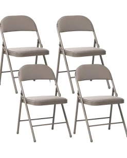 Set di 4 sedie pieghevoli SHASTA Metallo Tortora