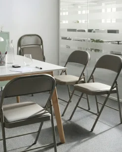 Set di 4 sedie pieghevoli SHASTA Metallo Tortora