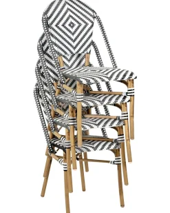 Set di 4 sedie RIFREDDO Rattan sintetico (PE) Nero/Bianco