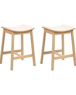 Set di 2 sgabelli da bar DIXON Legno Marrone chiaro/Bianco sporco