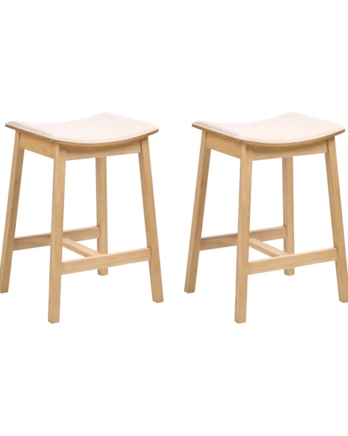 Set di 2 sgabelli da bar DIXON Legno Marrone chiaro/Bianco sporco
