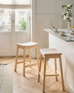 Set di 2 sgabelli da bar DIXON Legno Marrone chiaro/Bianco sporco