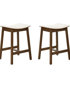Set di 2 sgabelli da bar DIXON Legno Bianco sporco/Marrone scuro