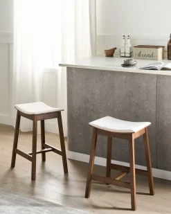 Set di 2 sgabelli da bar DIXON Legno Bianco sporco/Marrone scuro