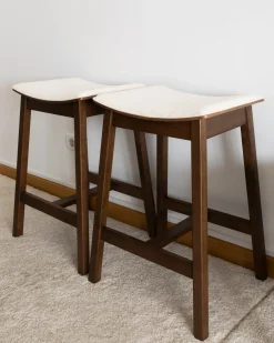 Set di 2 sgabelli da bar DIXON Legno Bianco sporco/Marrone scuro