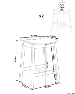 Set di 2 sgabelli da bar DIXON Legno Bianco sporco/Marrone scuro