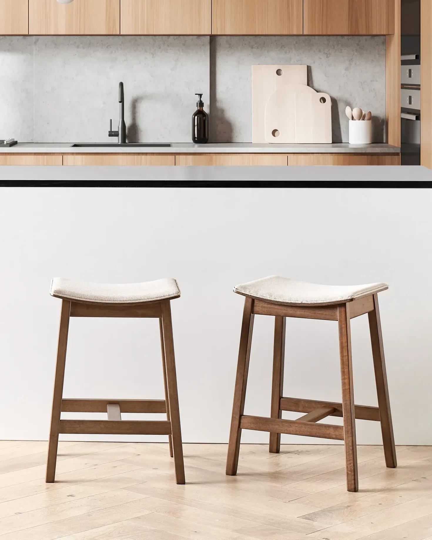 Set di 2 sgabelli da bar DIXON Legno Marrone scuro/Beige
