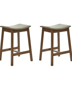 Set di 2 sgabelli da bar DIXON Legno Marrone scuro/Verde