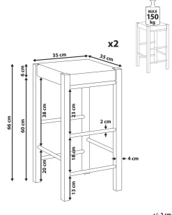 Set di 2 sgabelli da bar EMBRUN Legno Marrone scuro