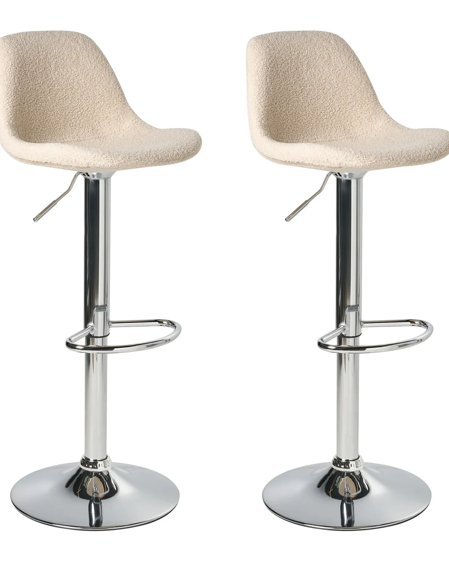 Set di 2 sgabelli da bar KAHLA Bouclé Beige chiaro